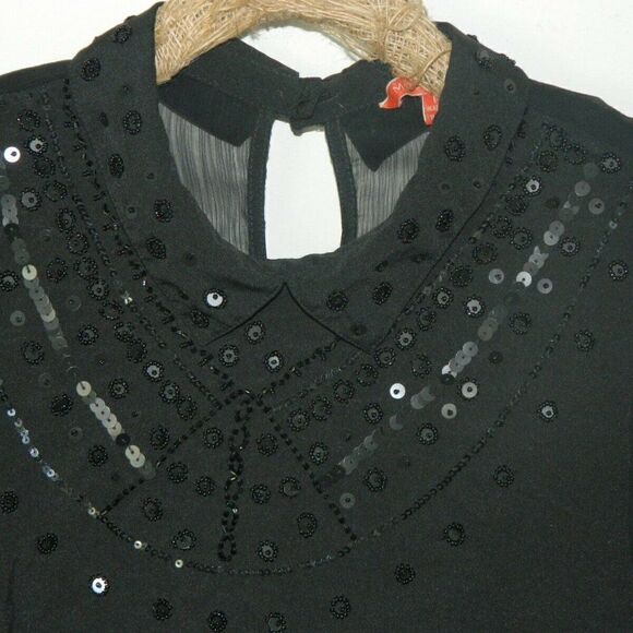 Modcloth Blouse Black Sheer Embellished  Medium‎ - Picture 3 of 7